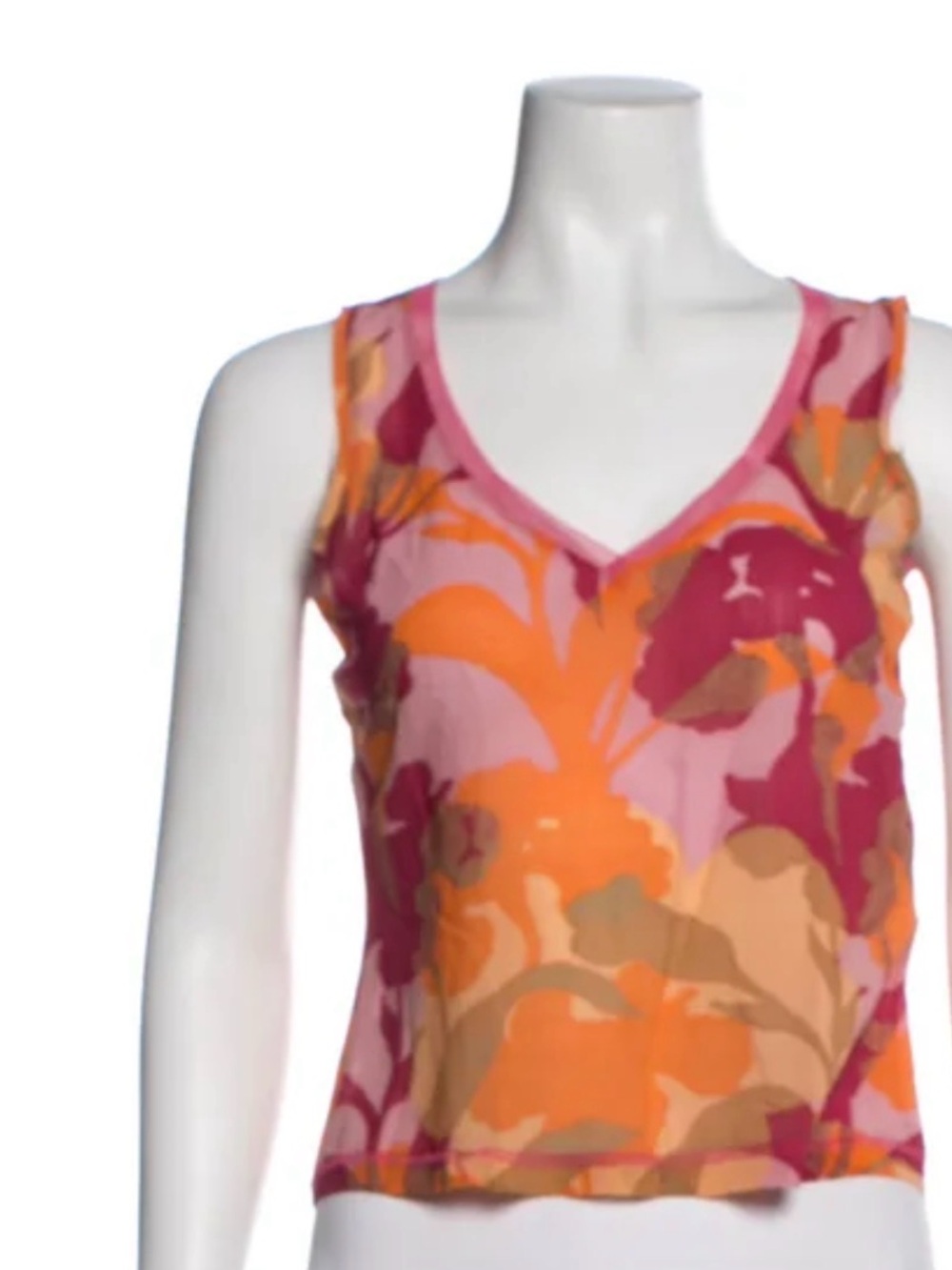 Piazza Sempione Pink and Orange Floral Silk Tank